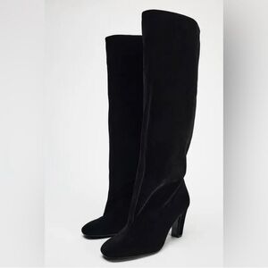 Zara velvet Knee-High Boots size 10